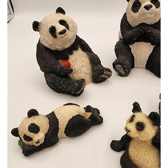 Adorable Assorted Panda Figurines Set 6 Pieces Hand-Painted Resin Collectibles - Picture 4 of 12